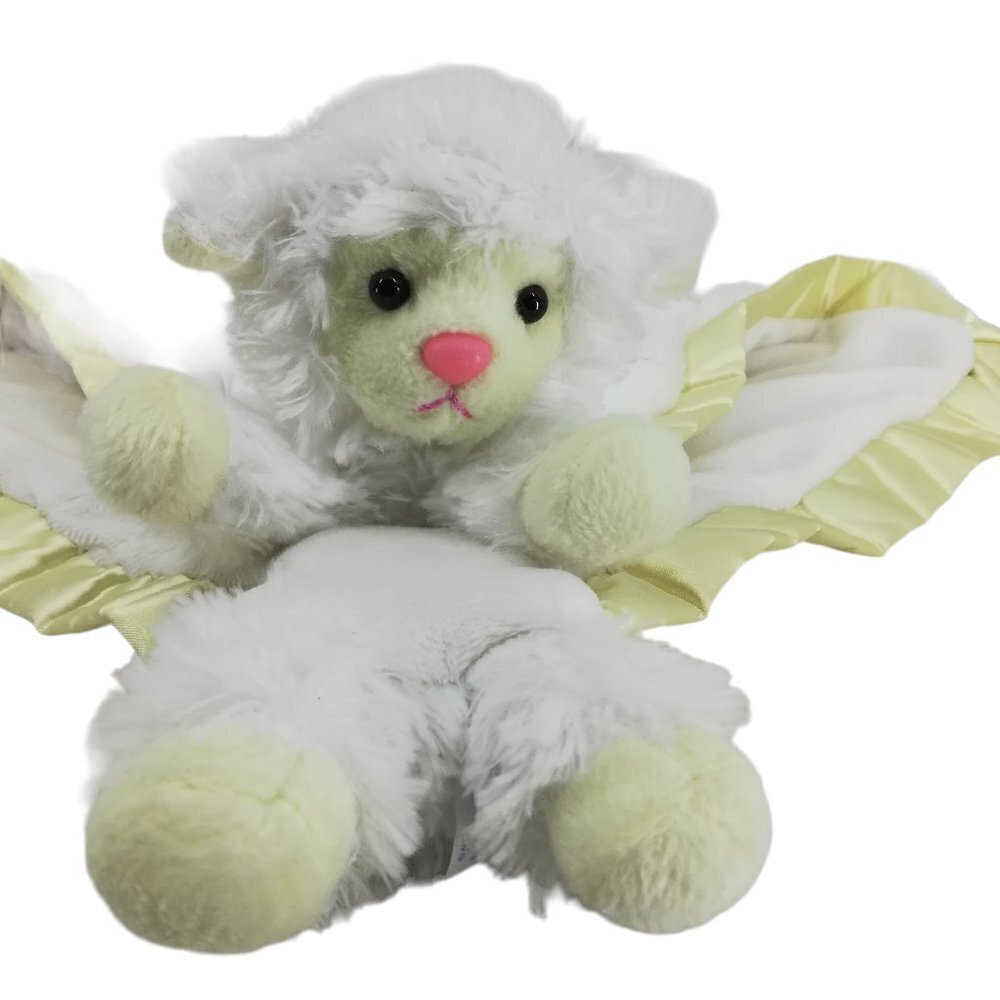 Aurora Baby Lamb Sheep Plush Lovey Lovie Satin Fleece Security Blanket White